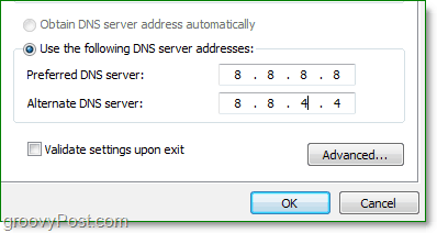 google DNS IP on 8.8.8.8 ja vaihtoehtoinen on 8.8.4.4