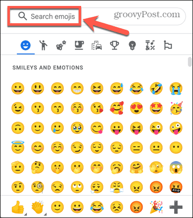 google docs -emojiluettelo