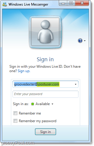 Windows Live Messenger -sovellusta voidaan käyttää verkkotunnuksesi tililläsi, jos määrität sen
