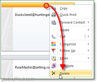 Poista tai poista tallentamattomia yhteystietoja Outlook 2010 2007 -versiossa
