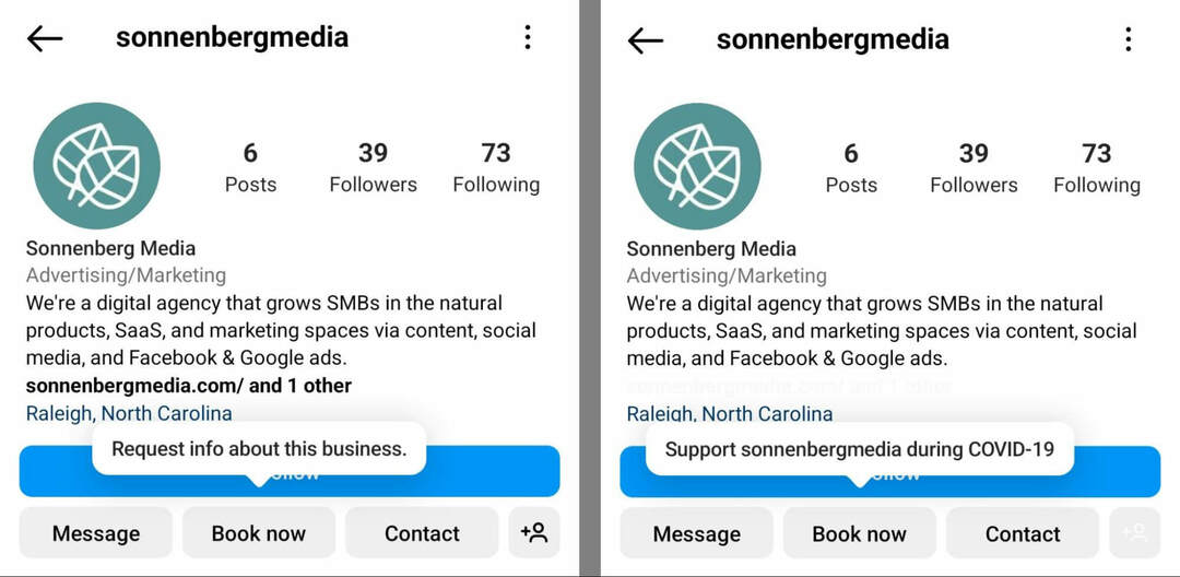 miksi-markkinoijien-pitäisi-käyttää-instagrams-varaus-ja-varaustyökaluja-extra-huomiotekstit-toimintapainikkeet-request-info-about-this-business-support-username-sonnenbergmedia-esimerkki-2