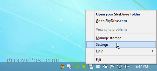 SkyDrive-asetukset
