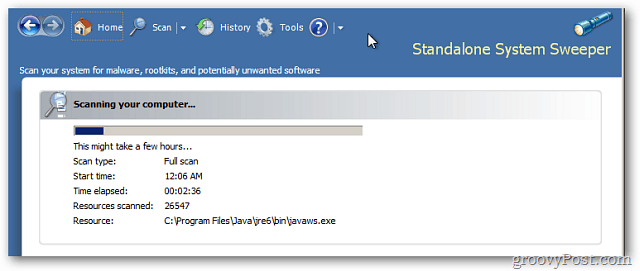 Microsoft Standalone System Sweeper on Rootkit-analysaattori Windowsille