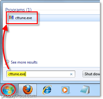 Lataa Windows 7 Käynnistä-valikosta cctune.exe ja lataa clearType-viritin