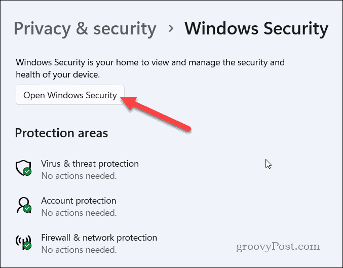 Käynnistä Windows Security Windows 11:ssä