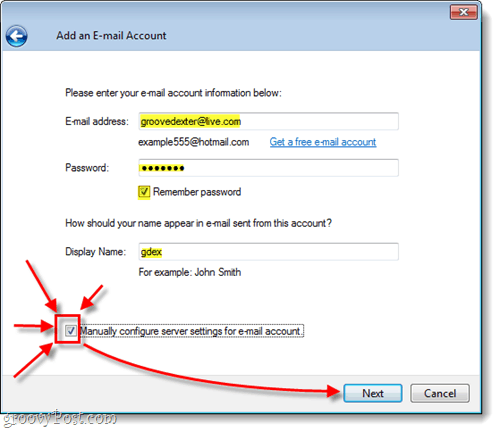 määritä hotmail manuaalisesti Windows Live Mail -sovelluksessa