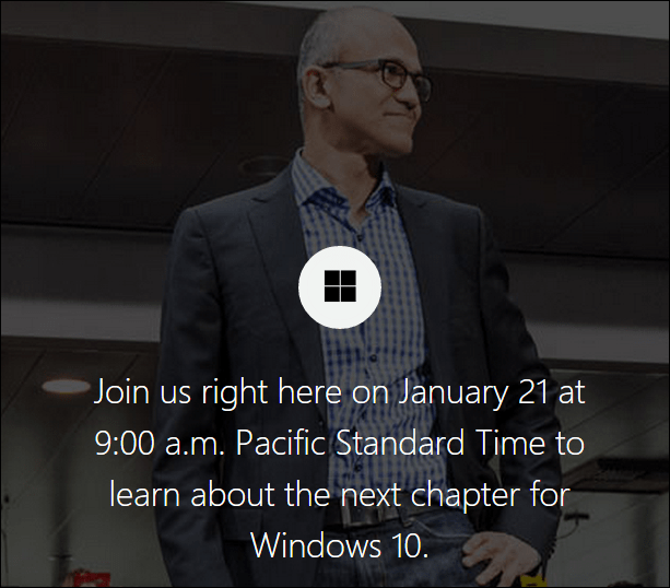 Microsoftin Windows 10 -esittely Streaming Live -tapahtumassa 21. tammikuuta