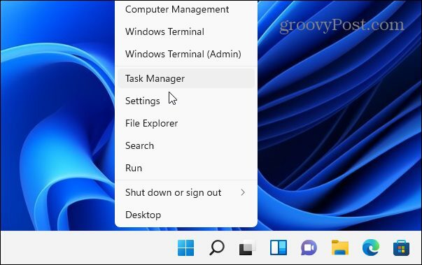 avaa Task Manager Windows 11