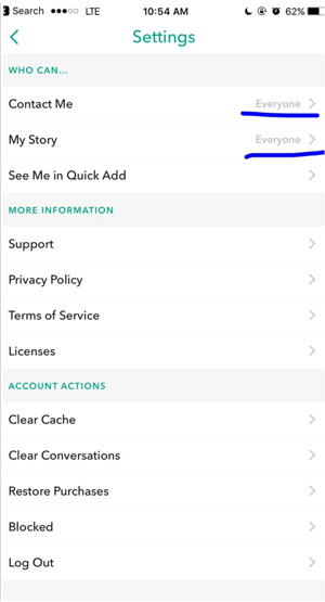 Muuta Snapchat-asetuksiasi, jotta kuka tahansa voi ottaa sinuun yhteyttä.