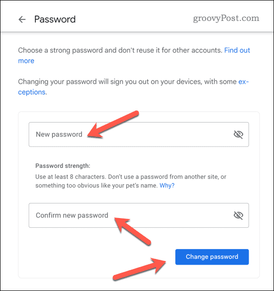 Aseta uusi Gmail-salasana
