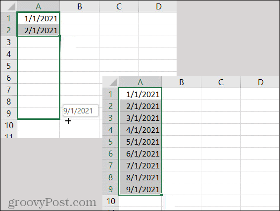 Excelin automaattisen täytön päivämääräkuvio
