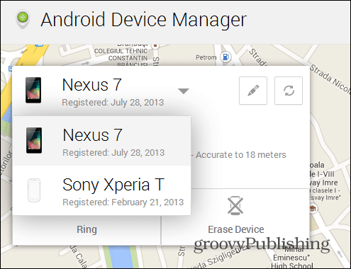 Android Device Manager -verkkokortin laitteet