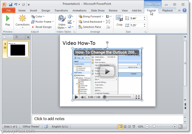 video PowerPoint 2010: ssä youtubesta