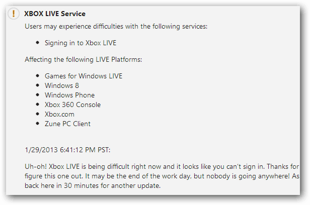 Xbox Live -palvelun päivitys