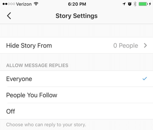 instagram tarinoiden asetukset