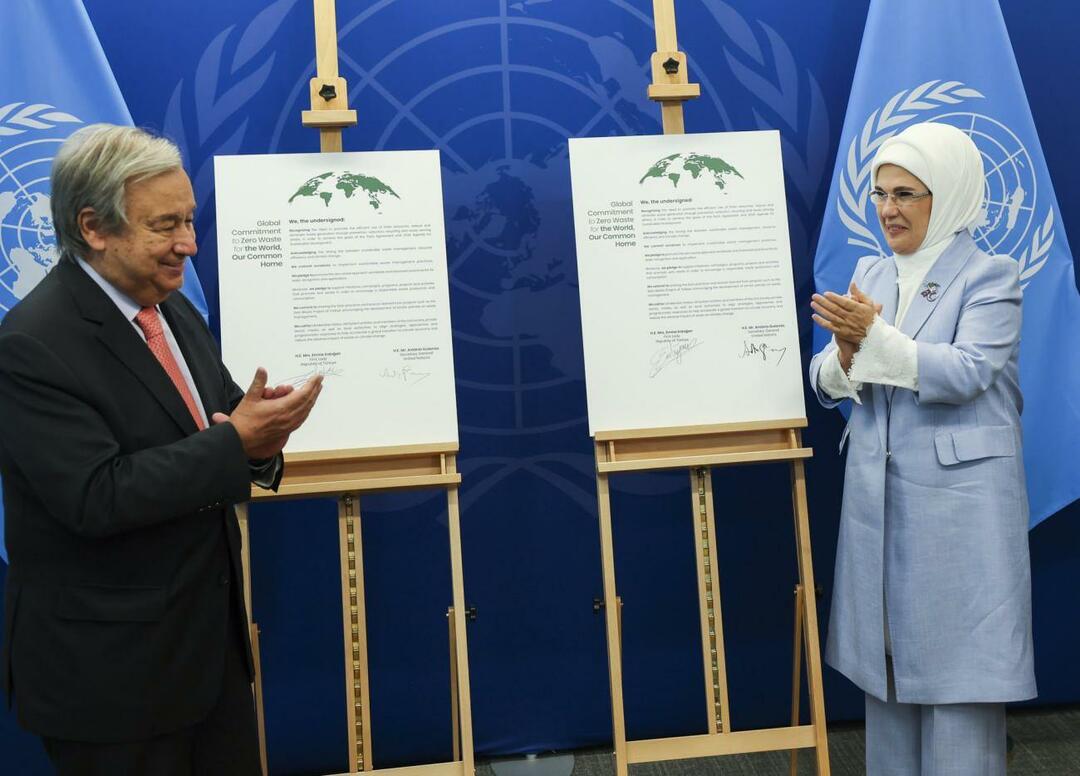 Emine Erdoğan tapasi YK: n pääsihteerin osana zero waste -projektia