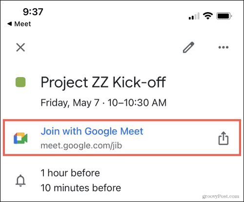 Google Meet -linkki