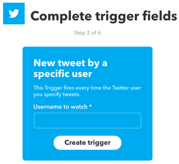Määritä IFTTT-sovelma, jonka laukaisee uuden Twitter-käyttäjän twiitti.