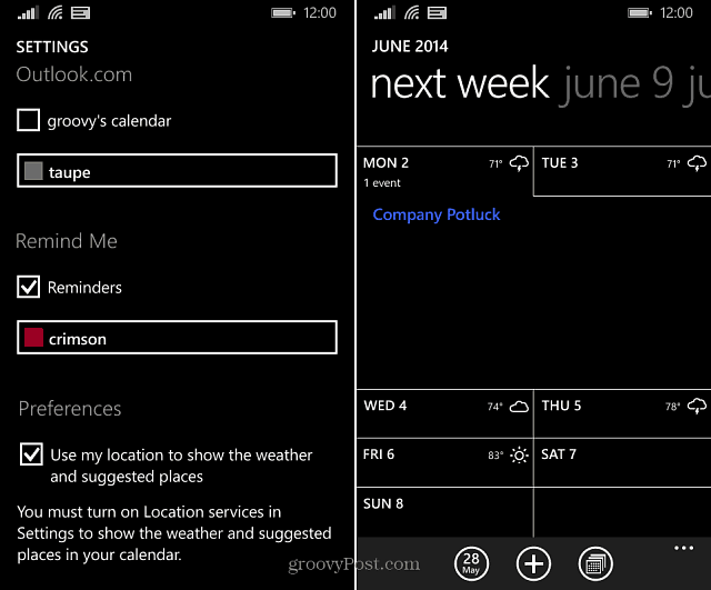 Windows Phone 81 -kalenteri
