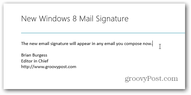 Vaihda oletus allekirjoitus Windows 8 Mail -sovelluksessa