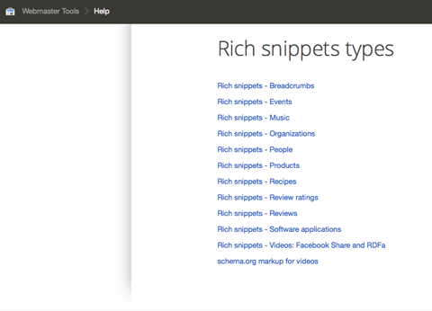 Googlen Rich Snippet -luettelo