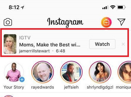 Instagram lisää ilmoitukset IGTV-videoista.