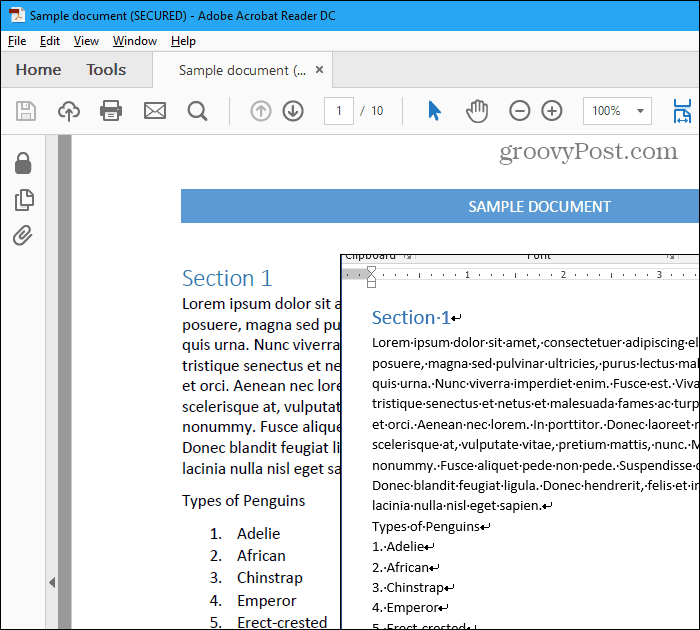 PDF-tiedosto ja Word-tiedosto