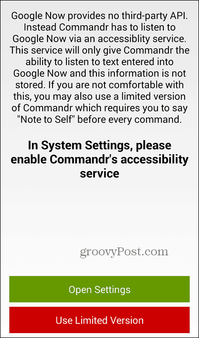 Google Now'n ja Commandr: n avulla voit kytkeä ominaisuudet päälle ja pois