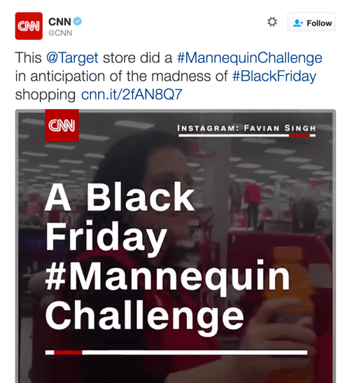 CNN jakoi Targetin videon, joka hyödynsi kahta Twitter-trendiä.