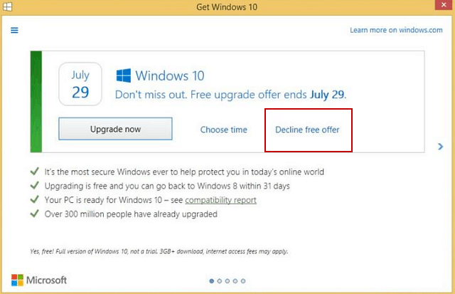 Microsoft on helppo hylätä Windows 10 -päivityspäivitys