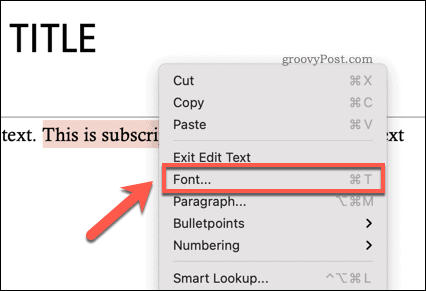 Fonttien asetusten valikon käyttäminen Macissa Powerpointissa