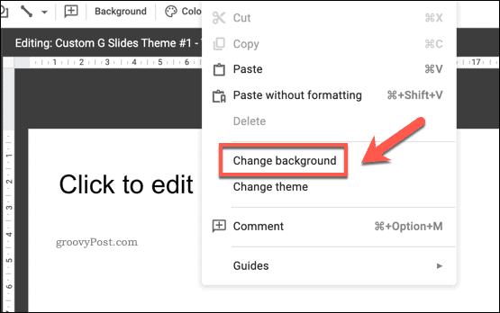 Google Slides -mallidian taustan vaihtaminen