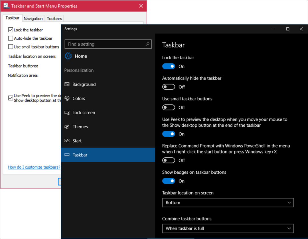Mukauta tehtäväpalkin asetuksia Windows 10: ssä