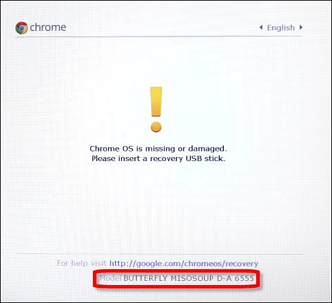 Chrome OS puuttuu tai on vioittunut