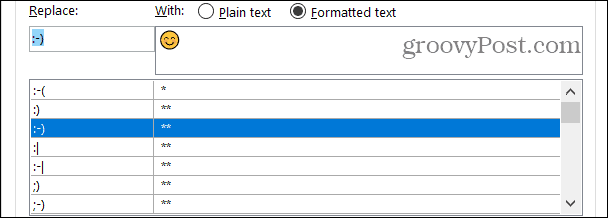 Alustetut tekstikorvaukset Wordissa Windowsissa
