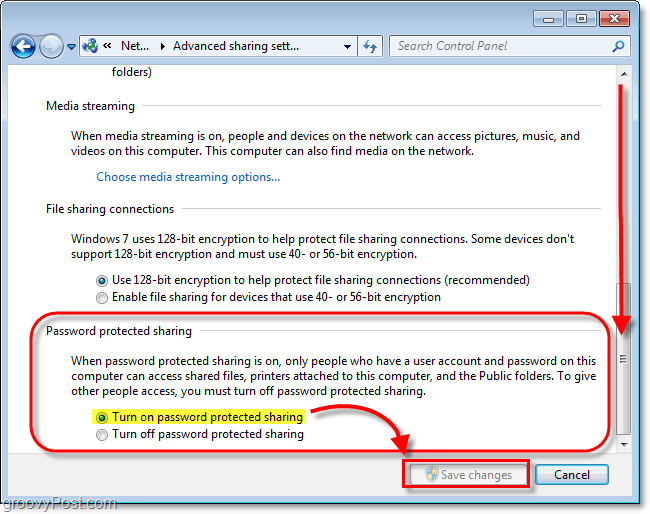 Ota paikallisesti jaettujen tiedostojen salasanasuojaus käyttöön Windows 7: ssä