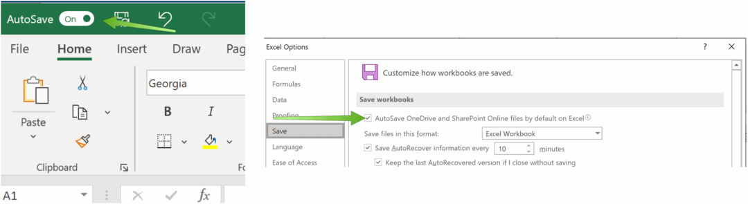 Tallenna Excel-tiedostot OneDrive Microsoft Excel AutoSave -sovellukseen