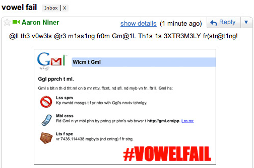 Gmail 2010 huhtikuu Fools -vokaalivika