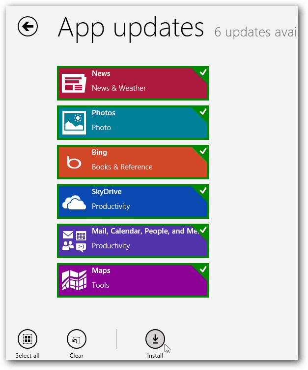 Windows 8 -sovellusten päivitykset