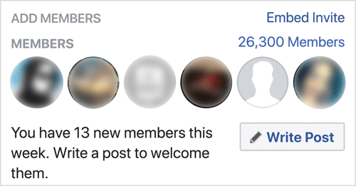 Napsauta Kirjoita viesti tervetulleeksi uudet Facebook-ryhmän jäsenet.