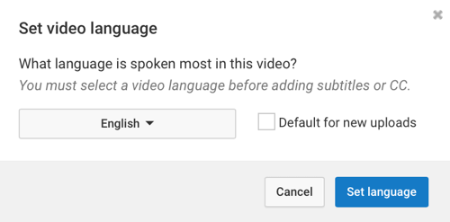 Valitse YouTube-videossasi useimmin puhuttu kieli.