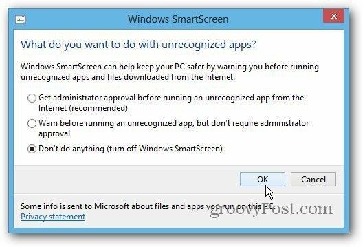 SmartScreen-asetus