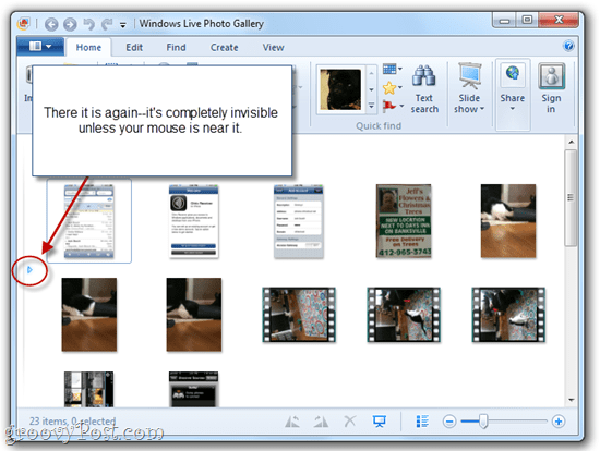 Piilota / Näytä Windows Liven valokuvavalikoiman selausruutu