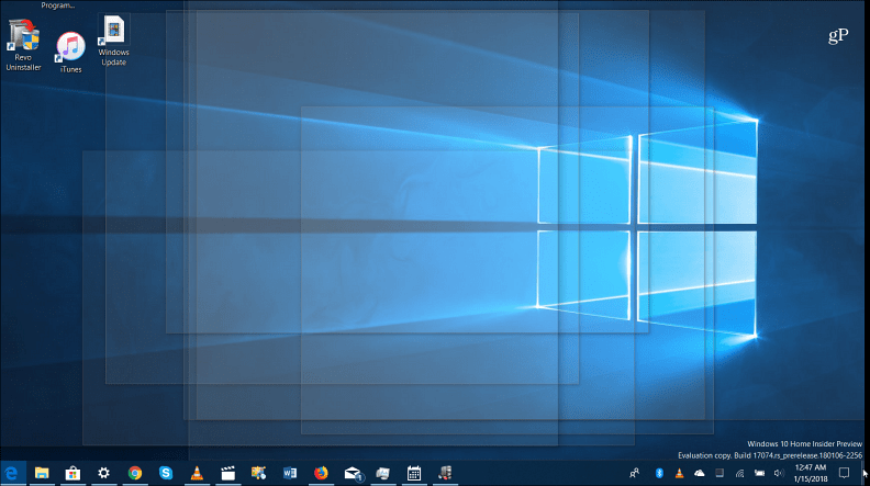 Työpöydän kurkistusominaisuus Windows 10