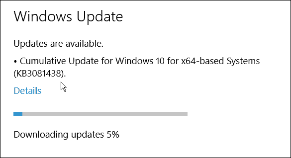 Microsoftin kolmas kumulatiivinen päivitys Windows 10: lle (KB3081438)