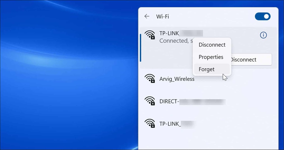 unohda wi-fi-verkko Windows 11:ssä