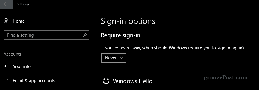 Sisäänkirjautumisnäytön poistaminen käytöstä herättäessäsi Windows 10 -laitetta