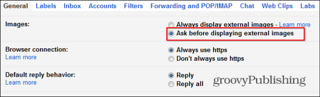 Kuinka poistaa käytöstä Gmailin automaattinen kuvan lataus