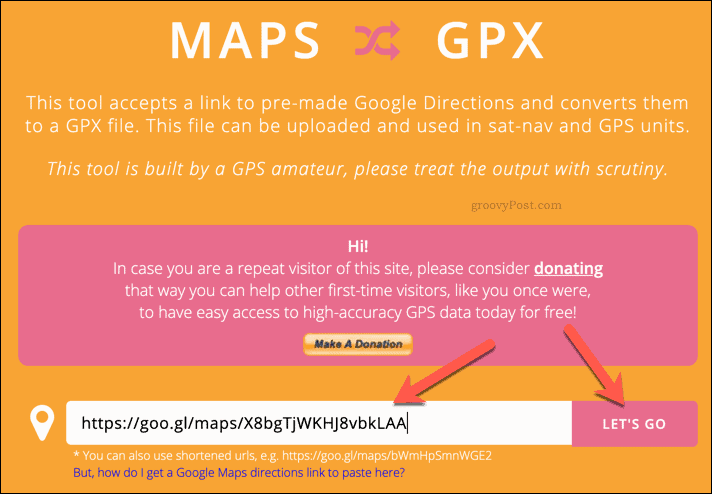 GPX-tiedoston luominen MapstoGPX: llä