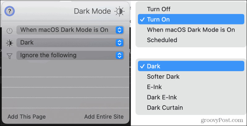 Dark Mode Safari-laajennukselle